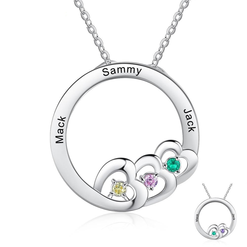 Personalized Stainless Steel Family Engraved Name Fashion Heart Pendant Necklace-Personalized Jewels