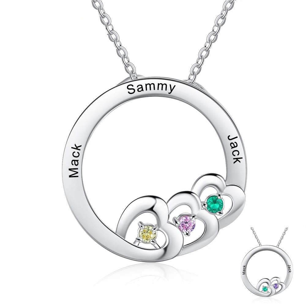 Personalized Stainless Steel Family Engraved Name Fashion Heart Pendant Necklace-Personalized Jewels