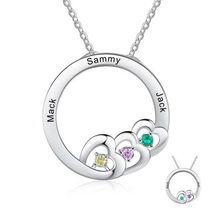 Personalized Stainless Steel Family Engraved Name Fashion Heart Pendant Necklace-Personalized Jewels