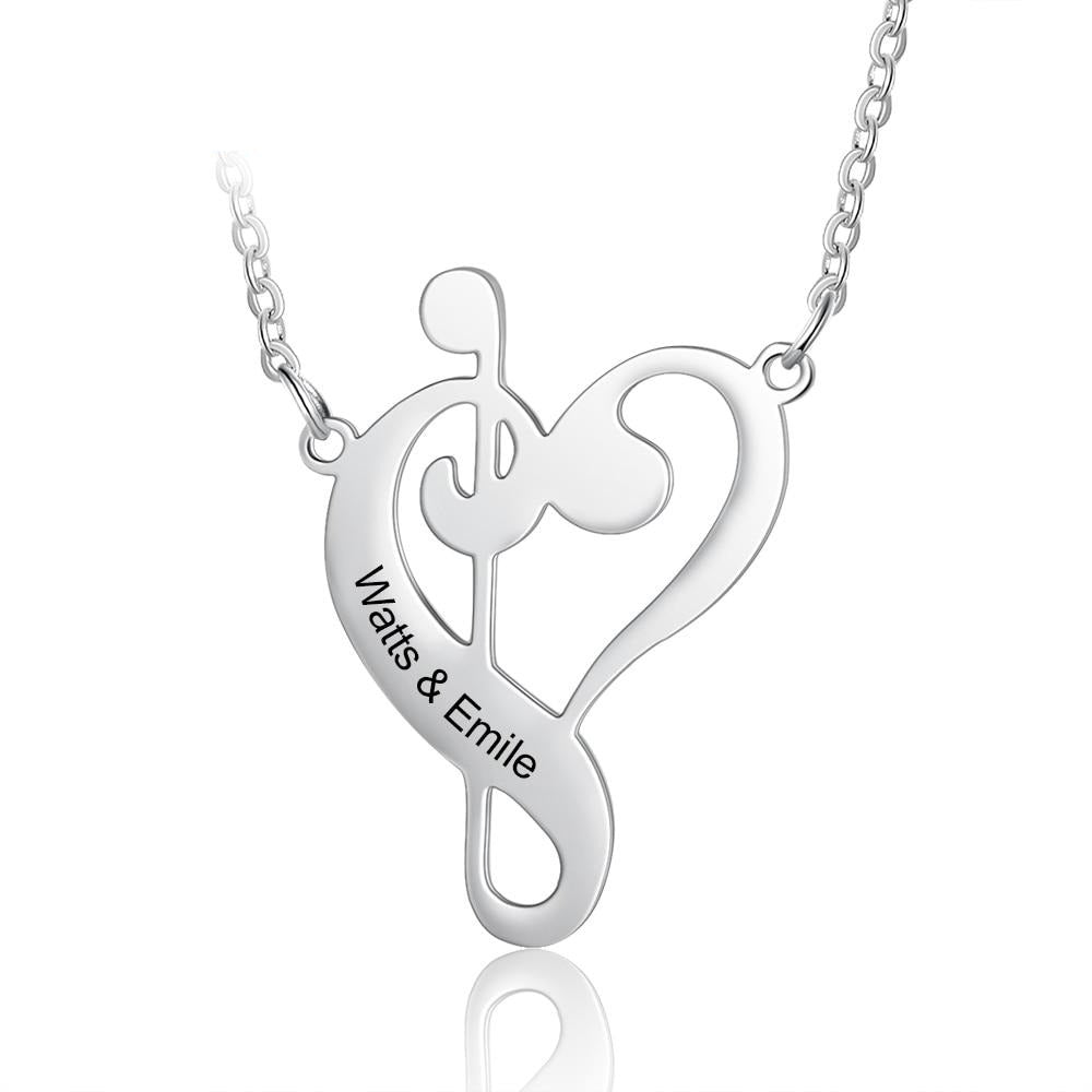Personalized Stainless Steel Musical Engraved Name Pendant Necklace Girl Gift-Personalized Jewels