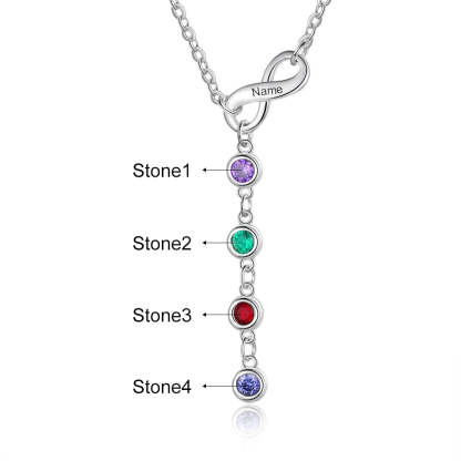 Personalized Engraved Name Customized Infinity Necklace & Pendant 4 Birthstone-Personalized Jewels
