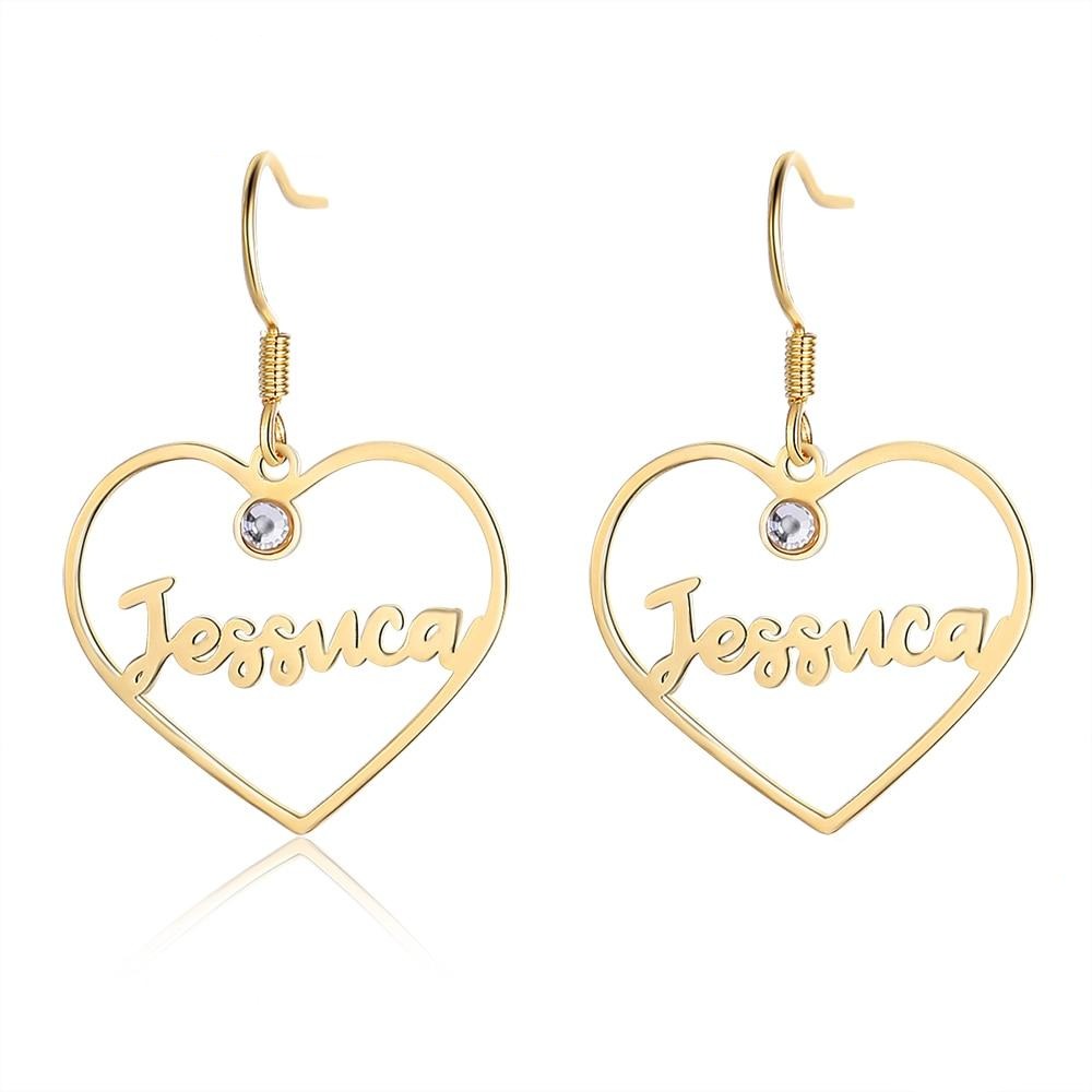 925 Sterling Silver Custom Name Earrings with 2 Birthstones Drop Earrings for Women-Personalized Jewels