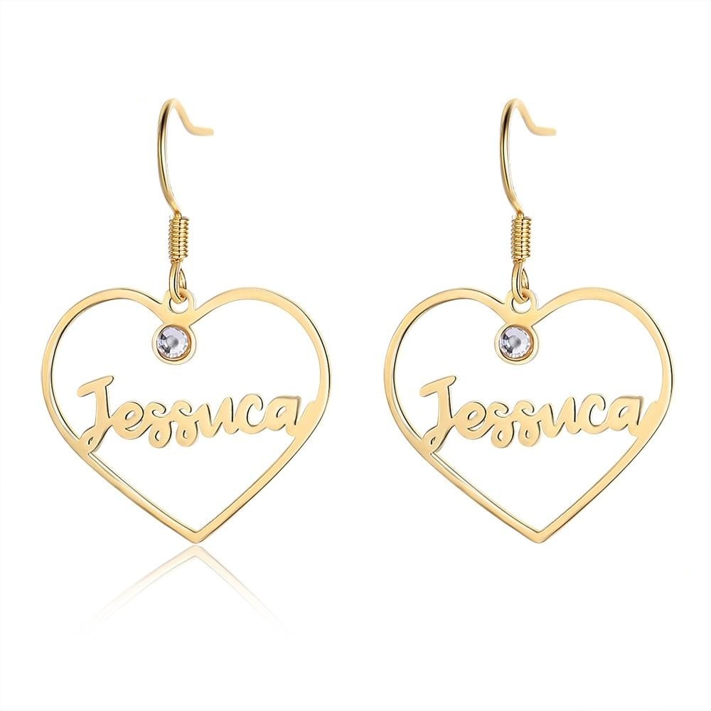 925 Sterling Silver Custom Name Earrings with 2 Birthstones Drop Earrings for Women-Personalized Jewels