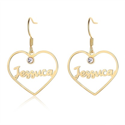 925 Sterling Silver Custom Name Earrings with 2 Birthstones Drop Earrings for Women-Personalized Jewels