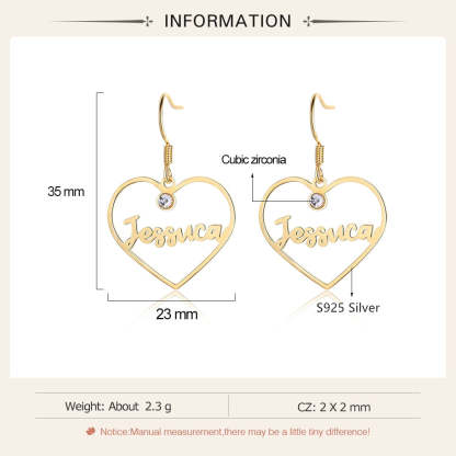 925 Sterling Silver Custom Name Earrings with 2 Birthstones Drop Earrings for Women-Personalized Jewels