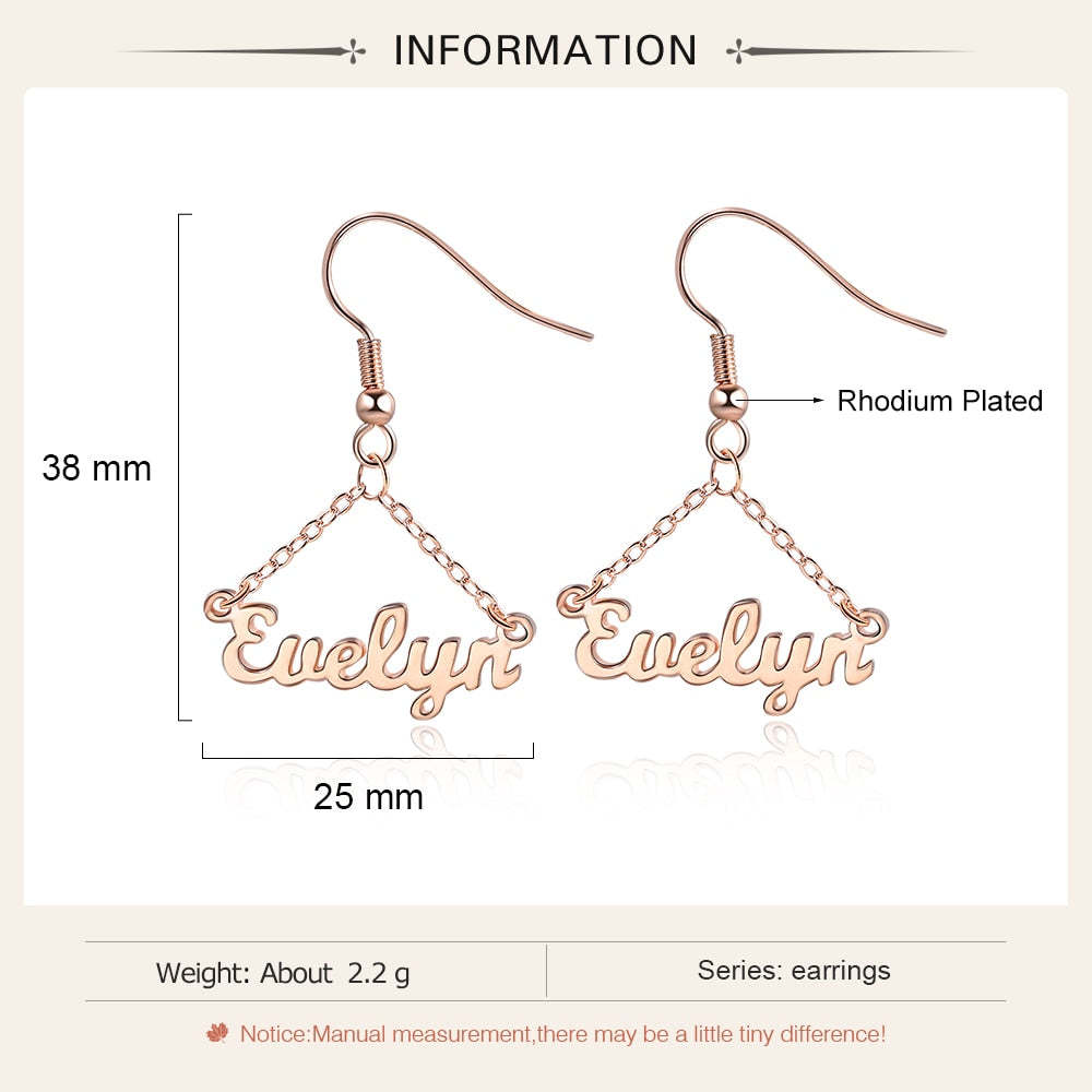 Personalized Custom Name Nameplate Tassel Drop Earrings Anniversary Gifts for Girlfriend-Personalized Jewels
