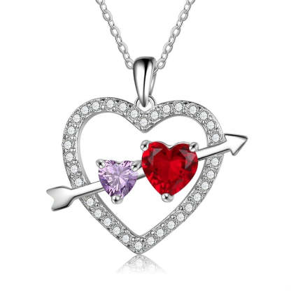 Personalized Heart Fashion Birthstone Anniversary Gift for Lover Pendant Necklace-Personalized Jewels