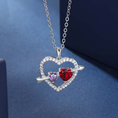 Personalized Heart Fashion Birthstone Anniversary Gift for Lover Pendant Necklace-Personalized Jewels
