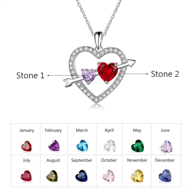 Personalized Heart Fashion Birthstone Anniversary Gift for Lover Pendant Necklace-Personalized Jewels