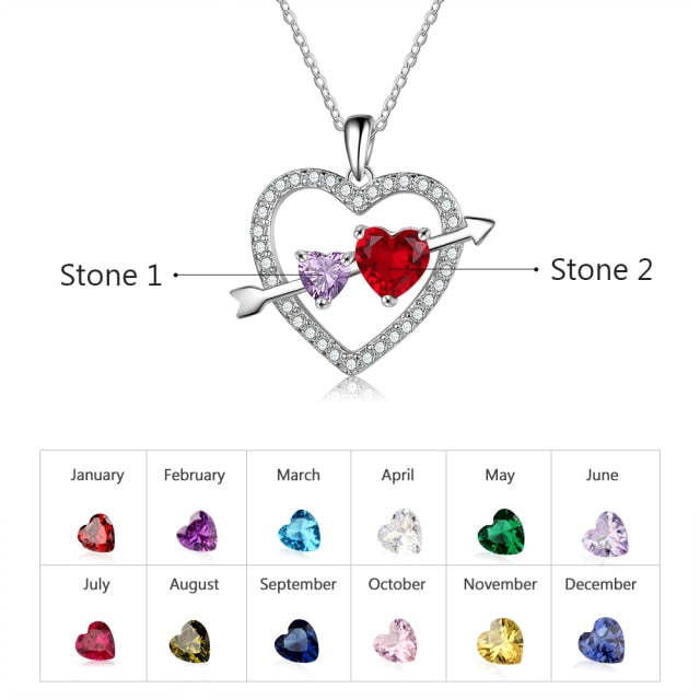 Personalized Heart Fashion Birthstone Anniversary Gift for Lover Pendant Necklace-Personalized Jewels