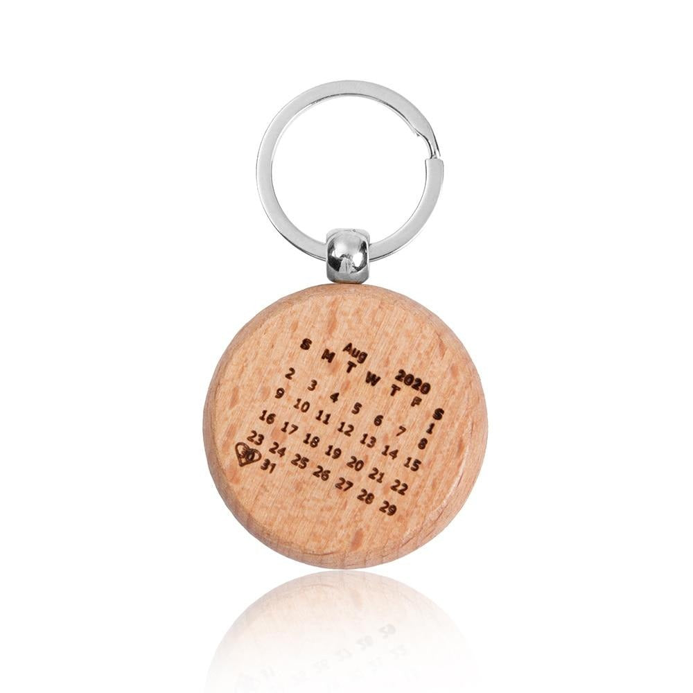 Personalized Calendar Highlighted Engraving Name & Date Wooden Keychain-Personalized Jewels