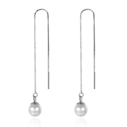 Promise 100% 925 Sterling Silver Pearl Earrings 2018 Prevent Allergy Long Earrings For Women Trendy Lady jewelry - Personalized Jewel