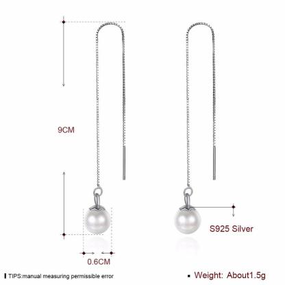 Promise 100% 925 Sterling Silver Pearl Earrings 2018 Prevent Allergy Long Earrings For Women Trendy Lady jewelry - Personalized Jewel