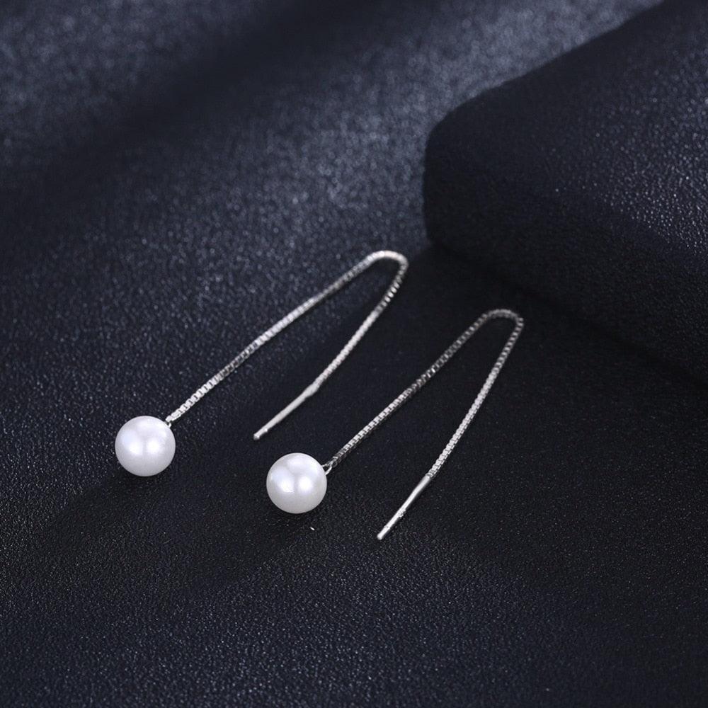 Promise 100% 925 Sterling Silver Pearl Earrings 2018 Prevent Allergy Long Earrings For Women Trendy Lady jewelry - Personalized Jewel