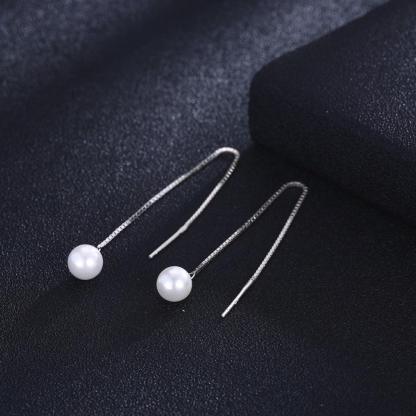 Promise 100% 925 Sterling Silver Pearl Earrings 2018 Prevent Allergy Long Earrings For Women Trendy Lady jewelry - Personalized Jewel