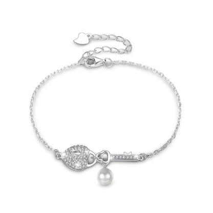 Promise 925 Sterling Silver Bracelet Silver-Color For Women Heart And Key Lover's Gift Trendy jewelry - Personalized Jewel