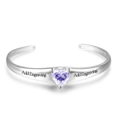 Promise Love Personalized Bangle Engrave Name Custom Birthstone Bracelets & Bangles For Women Fashion Jewelry - Personalized Jewel