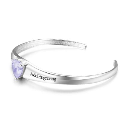 Promise Love Personalized Bangle Engrave Name Custom Birthstone Bracelets & Bangles For Women Fashion Jewelry - Personalized Jewel