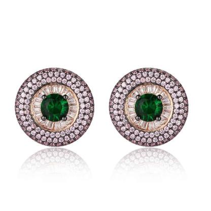 Promise Round Button Silver Earring With Stubbed Stones For Women - Personalized Jewel