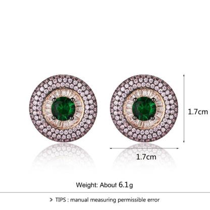Promise Round Button Silver Earring With Stubbed Stones For Women - Personalized Jewel