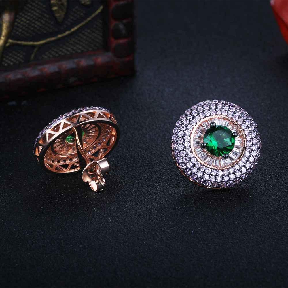 Promise Round Button Silver Earring With Stubbed Stones For Women - Personalized Jewel