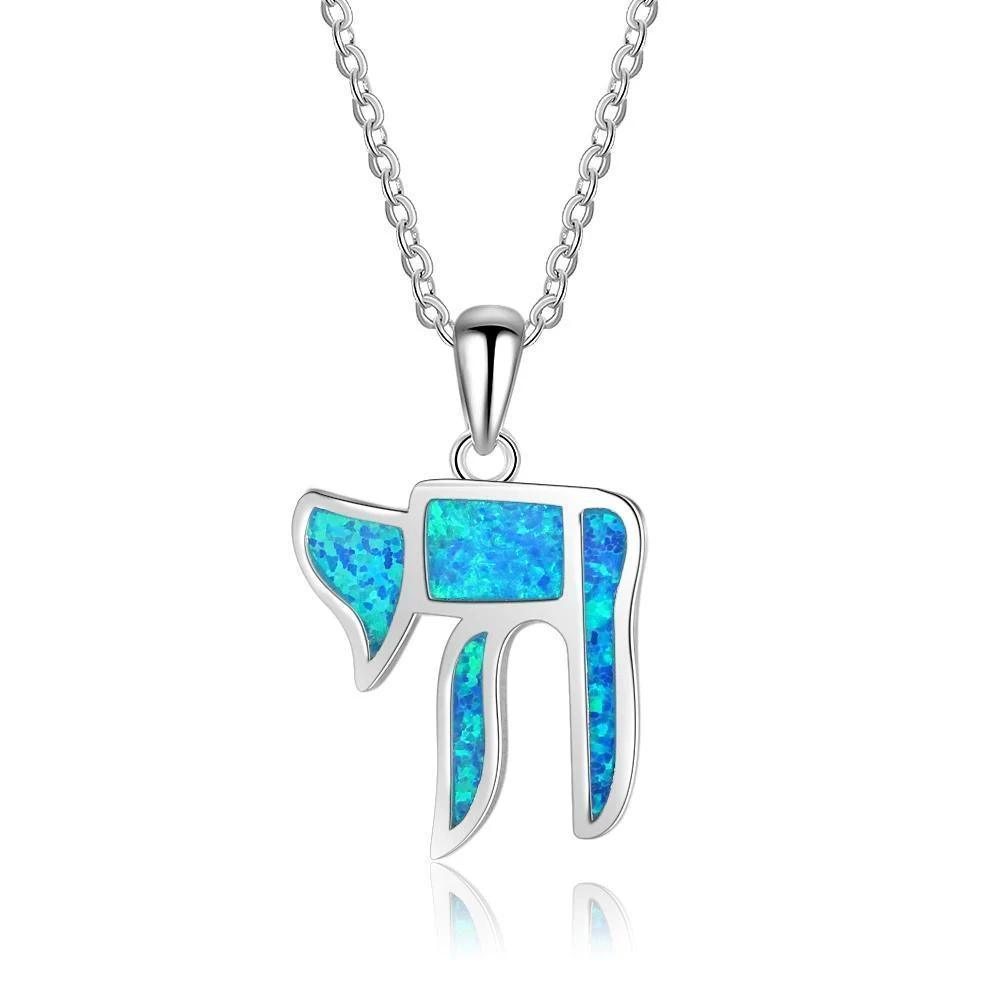 Pure Blue Opal Stone Silver Pendant Necklace - Personalized Jewel