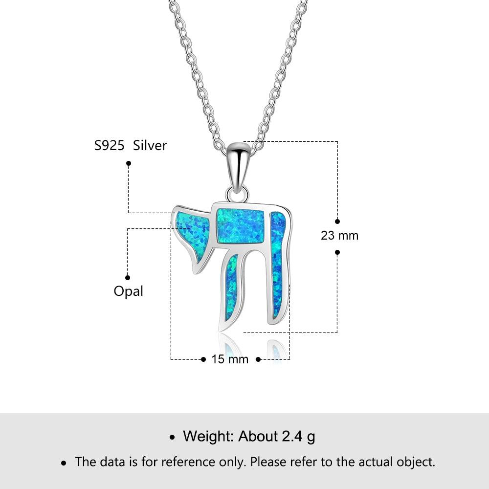 Pure Blue Opal Stone Silver Pendant Necklace - Personalized Jewel