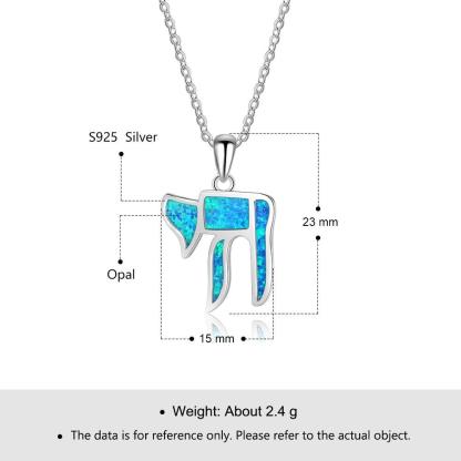 Pure Blue Opal Stone Silver Pendant Necklace - Personalized Jewel