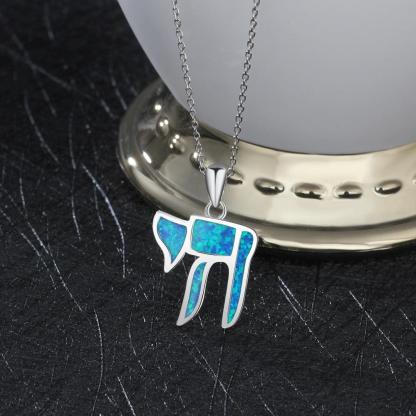 Pure Blue Opal Stone Silver Pendant Necklace - Personalized Jewel