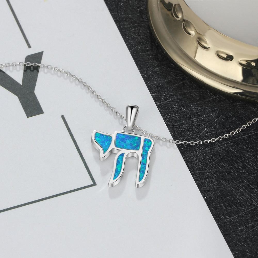 Pure Blue Opal Stone Silver Pendant Necklace - Personalized Jewel