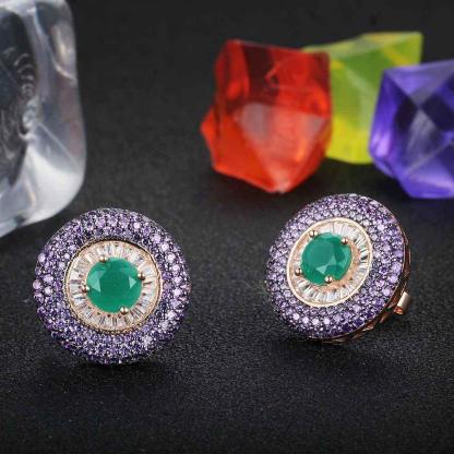 Pure Silver Stud Earring for Women Purple Button Earrings for Women Jewelry for Women - Personalized Jewel