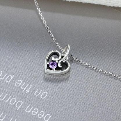 Purple Cubic Zirconia Heart Design 925 Sterling Silver Pendant Necklace For Women Jewelry Gift For Love - Personalized Jewel