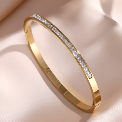 Sparkling Zirconia Stainless Steel Bracelet Set For Women Stackable Bangles