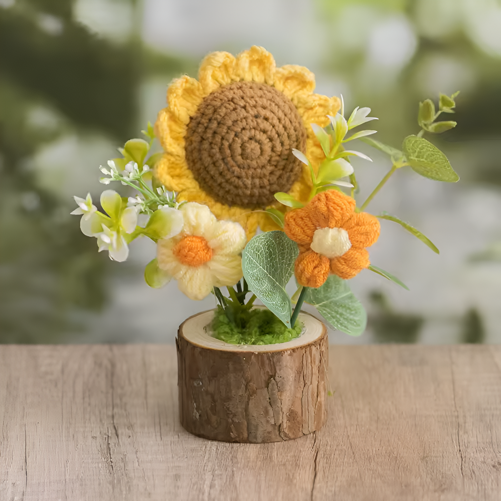 Knitted Potted Crochet Floral Artificial Plants