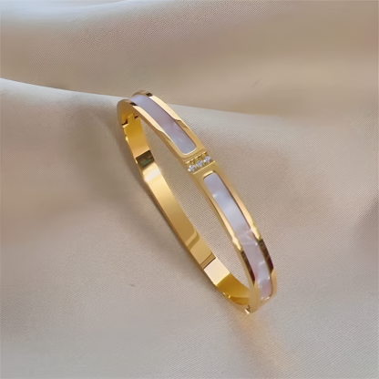 Sparkling Zirconia Stainless Steel Bracelet Set For Women Stackable Bangles