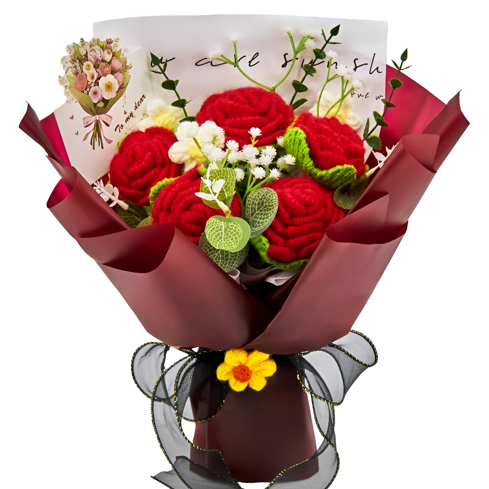 Handmade Crochet Rose Bouquet Floral Gift For Special Occasions