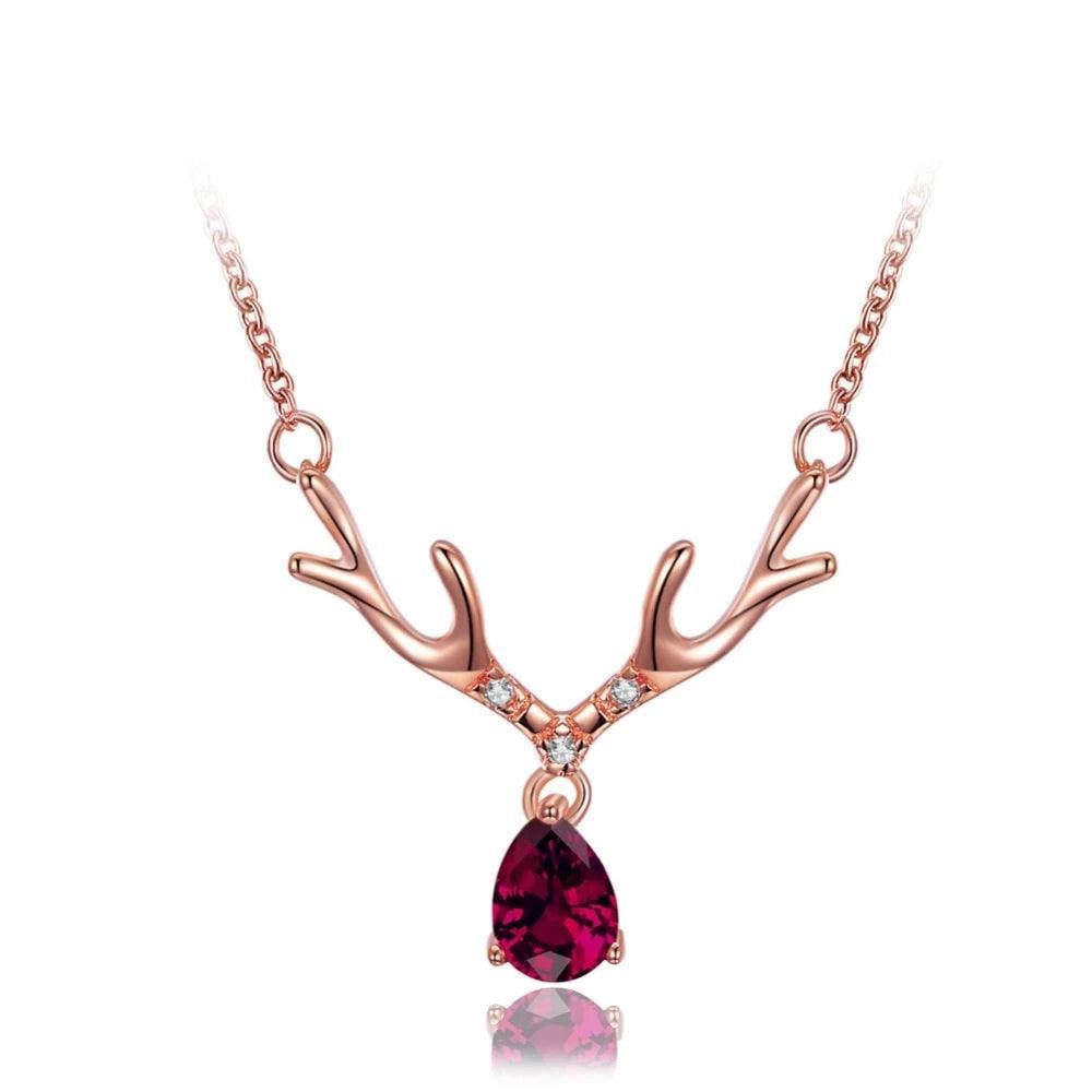 Red Zircon Link Chain, Trendy Women’s Jewelry, Fashion Gold Necklace for Girls - Personalized Jewel