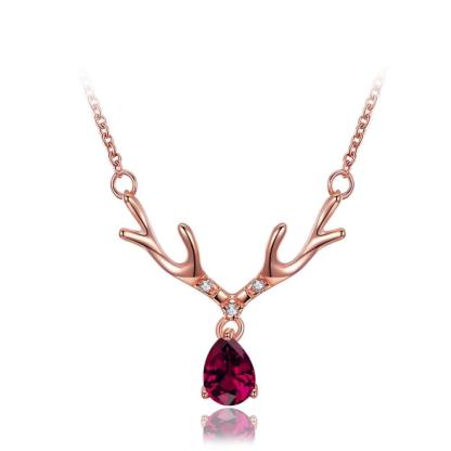 Red Zircon Link Chain, Trendy Women’s Jewelry, Fashion Gold Necklace for Girls - Personalized Jewel