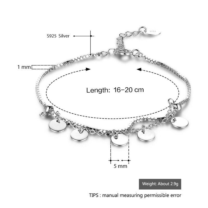 Romantic 925 Sterling Silver Bracelets For Women Trendy Romantic Round Adjustable Bracelets & Bangles Jewelry - Personalized Jewel