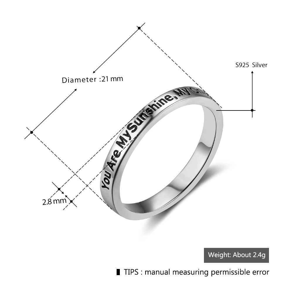 Romantic Engraved Ring for Lovers- Classical Song Engraved Ring for Women- Gift for Women on Valentine’s Day- Sterling Silver Ring for Women - Personalized Jewel