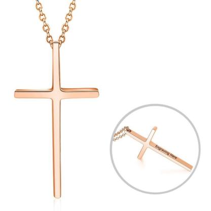 Rose Gold Cross Necklace for Women, Personalized Name Engravings In Best Quality Pendant - Personalized Jewel
