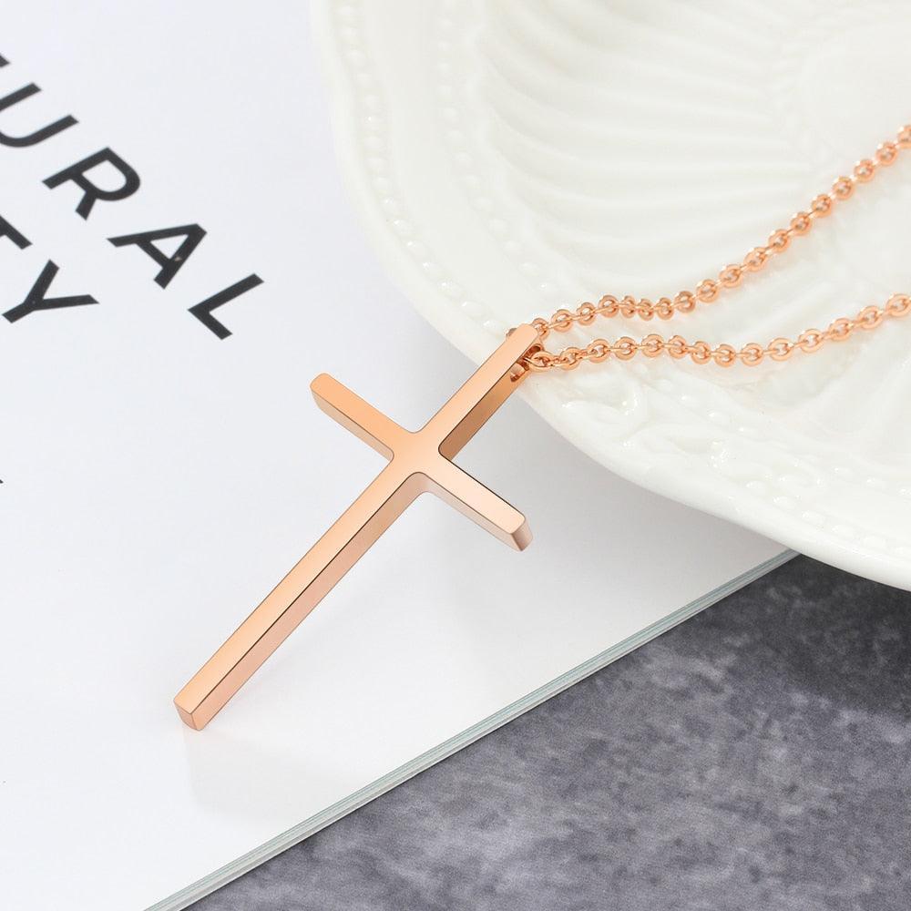 Rose Gold Cross Necklace for Women, Personalized Name Engravings In Best Quality Pendant - Personalized Jewel