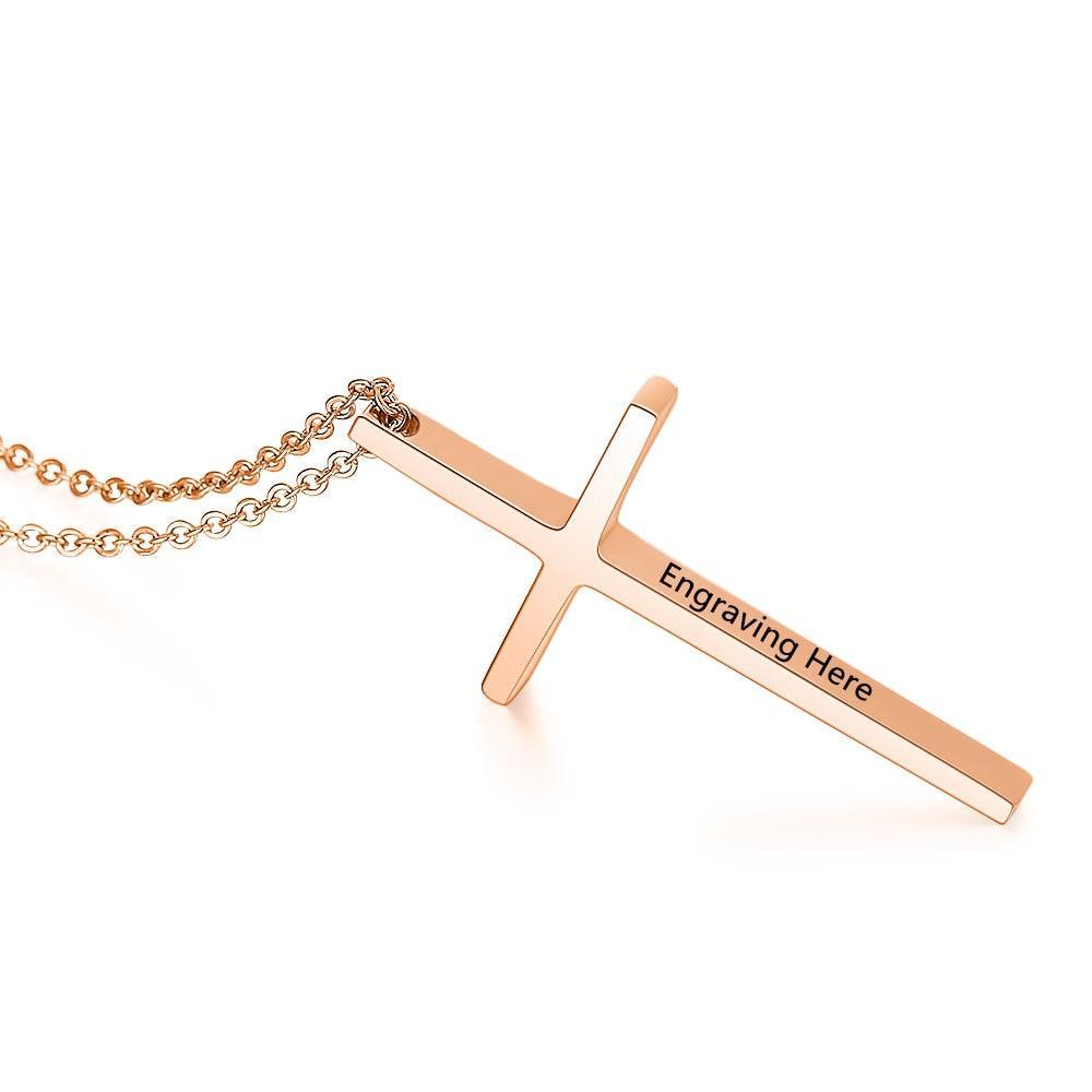 Rose Gold Cross Necklace for Women, Personalized Name Engravings In Best Quality Pendant - Personalized Jewel