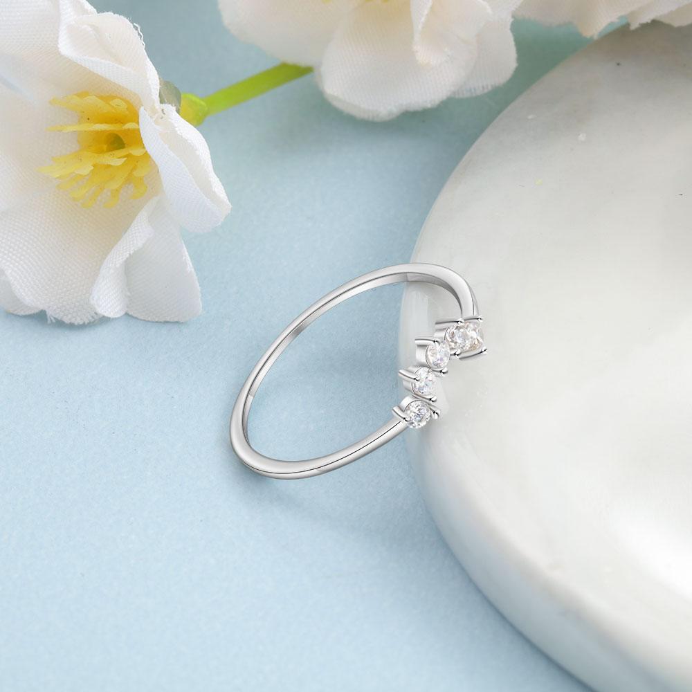 Round White Opal Crown Wedding Ring - Sterling Silver Ring - Trendy Engagement Ring Gift for Women - Fashion Ring Jewelry Gift for Women And Men - Personalized Jewel