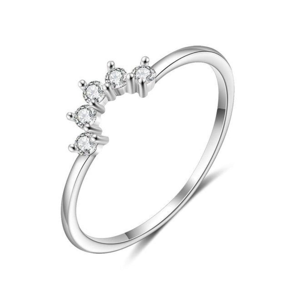 Round White Opal Crown Wedding Ring - Sterling Silver Ring - Trendy Engagement Ring Gift for Women - Fashion Ring Jewelry Gift for Women And Men - Personalized Jewel