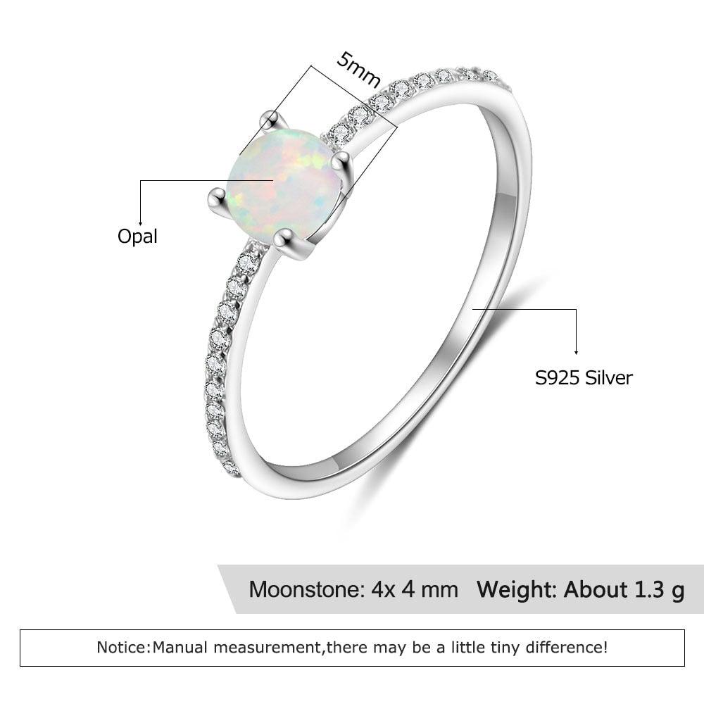 Round White Opal Crown Wedding Ring - Sterling Silver Ring - Trendy Engagement Ring Gift for Women - Fashion Ring Jewelry Gift for Women And Men - Personalized Jewel