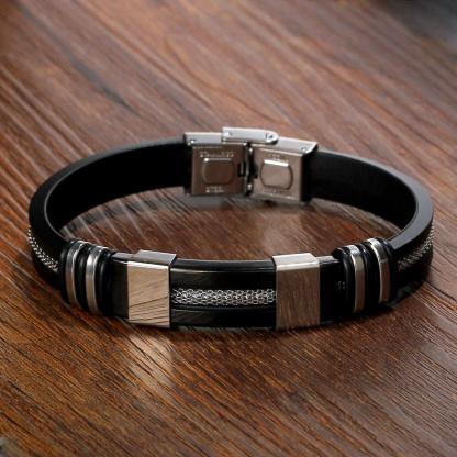 Silicone Bracelet for Men - Stainless Steel Bracelets - Casual & Sporty Jewelry for Men - Perfect Gift for Men - Christmas Gift for Men - Personalized Jewel