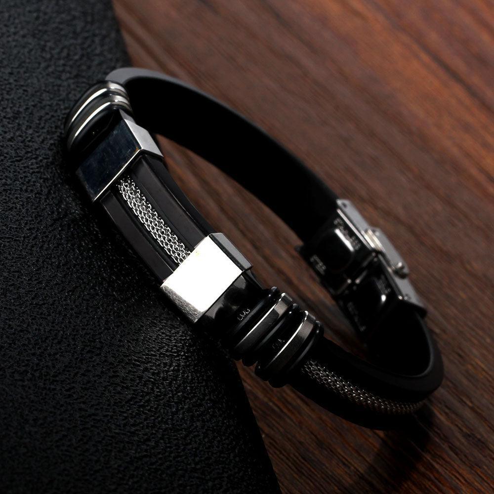 Silicone Bracelet for Men - Stainless Steel Bracelets - Casual & Sporty Jewelry for Men - Perfect Gift for Men - Christmas Gift for Men - Personalized Jewel