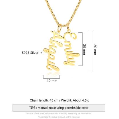 Silver Necklace For Women, Sterling Silver Necklace For Women, Nameplate Style Pendant Necklace For Women - Personalized Jewel
