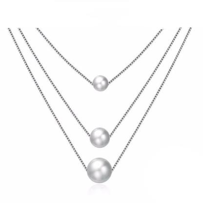 Solid 925 Sterling Silver Necklace For Women Fashion Simulated Pearl Necklaces & Pendants Party Jewelry - Personalized Jewel